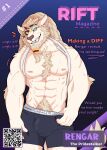  abs absurd_res anthro biceps bulge clothed clothing felid feline fur hair hi_res humanoid league_of_legends lion looking_at_viewer male mammal muscular muscular_anthro muscular_male nipples pantherine pecs primal_howls qr_code rengar_(lol) riot_games shirt_up smile solo teeth text underwear 