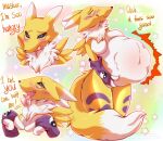  anthro bandai_namco belly big_belly digimon digimon_(species) digital_media_(artwork) english_text female freddymartin fredscloset hi_res open_mouth renamon solo text tongue tongue_out vore 