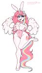  &lt;3 &lt;3_eyes 2023 absurd_res accessory anthro big_breasts blue_eyes bow_ribbon breasts bunny_costume camel_toe chest_tuft cleavage clothed clothing costume cutie_mark dandy_(artist) equid equine eyebrow_through_hair eyebrows eyelashes fake_ears fake_rabbit_ears fan_character feathered_wings feathers female fluffy footwear hair hair_accessory hair_bow hair_ribbon hasbro hi_res high_heels horn huge_breasts inner_ear_fluff leotard long_hair looking_at_viewer mammal my_little_pony one_leg_up open_mouth open_smile pink_clothing pink_hair pink_leotard raised_leg ribbons shoulder_tuft small_waist smile solo thick_thighs translucent translucent_hair tuft wide_hips winged_unicorn wings 