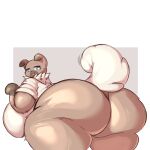  anthro big_breasts big_butt bottomless breasts butt canid canine clothed clothing female generation_7_pokemon hi_res huge_butt lightmizano mammal nintendo partially_clothed pokemon pokemon_(species) rockruff shirt short_stack solo thick_thighs topwear 