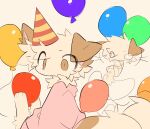 ambiguous_gender anthro balloon birthday black_nose brown_eyes canid canine canis clothing domestic_dog fur goobysart hat headgear headwear holding_balloon holding_object inflatable mammal party_hat pink_clothing simple_background sketch solo tan_background tan_body tan_fur 