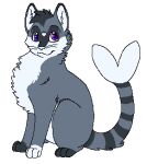  2012 aliasing alpha_channel black_body black_fur black_whiskers bluekyokitty digital_drawing_(artwork) digital_media_(artwork) digitigrade domestic_cat eyebrows felid feline felis feral fish_tail flat_colors full-length_portrait fur grey_body grey_fur head_tuft heart_(marking) inner_ear_fluff low_res mammal paws portrait purple_eyes sebdoggo simple_background sitting smile transparent_background tuft whiskers white_body white_fur white_inner_ear_fluff white_nose 