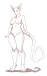  2021 anthro areola biped breasts claws digital_media_(artwork) domestic_cat felid feline felis female full-length_portrait genitals hairless hairless_cat hi_res hindpaw long_tail mammal monochrome nipples nude paws portrait pussy shaded signature simple_background solo sphynx_(cat) standing tail toe_claws white_background wolfbane154 