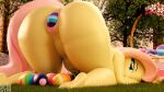  16:9 3d_(artwork) anthro ass_up big_butt butt digital_media_(artwork) easter easter_egg egg female fluttershy_(mlp) friendship_is_magic hasbro hi_res holidays huge_butt looking_at_viewer my_little_pony nude oviposition solo symm thick_thighs widescreen 