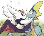  &lt;3 ambiguous/ambiguous ambiguous_gender anthro blue_body blush cinderace duo eyes_closed fur generation_8_pokemon inteleon kissing lagomorph long_tail mammal nintendo pokemon pokemon_(species) reptile scalie simple_background sstoh tail white_background white_body white_fur 