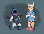  anthro avery_(vir-no-vigoratus) black_nose blonde_hair blue_button_down_shirt blue_clothing blue_shirt blue_topwear briefs bulge canid canine canis clothing colored_seam_underwear cosplay costume deltarune detailed_background domestic_dog duo fingers_together footwear grey_background grey_seam_briefs grey_seam_underwear hair halloween herding_dog holidays male mammal nickelodeon pastoral_dog pattenered_shirt red_clothing red_footwear red_shoes rocko&#039;s_modern_life rocko_rama shirt shoes simple_background tighty_whities tongue tongue_out topwear undertale_(series) underwear vir-no-vigoratus welsh_corgi white_briefs white_clothing white_underwear 