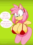  amy_rose anthro big_breasts bra breast_expansion breast_size_difference breasts cleavage clothed clothing english_text eulipotyphlan expansion female female/female fullmetalsketch growth hedgehog hi_res letterbox mammal sega snailbail22 solo sonic_the_hedgehog_(series) text thick_thighs underwear worried 