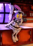  absurd_res clothing guri_(obakeidoro) hi_res lagomorph leporid maid_uniform mammal moon-watcher obakeidoro rabbit sitting uniform 