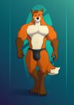  anthro biceps blue_eyes bulge canid canine clothed clothing fox fullbodywolf genital_outline hair hi_res jockstrap jockstrap_only male mammal muscular muscular_anthro muscular_male obliques pecs penis_outline smile smiling_at_viewer smirk smirking_at_viewer solo topless underwear underwear_only 