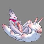  absurd_res antennae_(anatomy) anthro balls bodily_fluids chest_tuft clawed_fingers claws duo erection fluffy genital_fluids genitals hi_res hindpaw inner_ear_fluff interspecies ishmael_(core34) lagomorph leporid male male/male mammal monster on_lap paws penis precum rabbit sitting_on_lap size_difference spiked_penis spikes spikes_(anatomy) thecore34 toe_claws tuft vein veiny_penis 