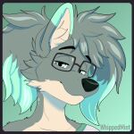  anthro canid canine canis colored digital_drawing_(artwork) digital_media_(artwork) eyewear glasses hair headshot_portrait hi_res icon long_hair male mammal portrait shaded solo whippedmint wolf 
