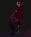  3d_(artwork) absurd_res anthro breasts canid canine canis darkin demon digital_media_(artwork) female hi_res league_of_legends mammal naafiri_(lol) nipples nude pose red_body reversedluna riot_games simple_background sitting solo spikes 