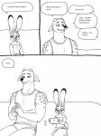  2023 5_fingers anthro bernielover bernielover&#039;s_college_au breasts brush cellphone claws clothed clothing comic deer dialogue disney duo english_text female fingers fur hi_res judy_hopps lagomorph leporid male mammal monochrome phone rabbit shirt smartphone smile speech_bubble tank_top text topwear whitney_(bernielover) zootopia 
