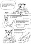  2023 anthro bernielover bodily_fluids canid canine carrot clothing comic dialogue disney duo english_text fan_character food fox gideon_grey hi_res humanoid_hands lagomorph leporid mammal plant rabbit shirt slightly_chubby sweat text topwear vegetable zootopia 