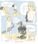  anthro blonde_hair comic duo english_text flirting hair humanoid humor hylian link linkmaxxxing male male/male nintendo rauru_(tears_of_the_kingdom) shirtless tears_of_the_kingdom text the_legend_of_zelda white_hair zonai 