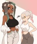  animal_humanoid big_breasts breasts cephalopod cephalopod_humanoid clothing duo female frown hand_in_pocket hand_on_hip hi_res huge_breasts humanoid inkling marina_(splatoon) marine marine_humanoid mollusk mollusk_humanoid nintendo nipples octarian octoling pearl_(splatoon) pockets pseudo_hair pupils simple_background splatoon tentacle_hair tentacles translucent translucent_clothing unusual_pupils yuta_agc 