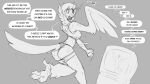  anthro avian beak bird bodily_fluids bra breasts clothing dialogue exercise feathered_wings feathers female greyscale human_to_anthro monochrome sketch solo species_transformation speech_bubble sports_bra sweat tail_feathers television transformation underwear watsup winged_arms wings workout 