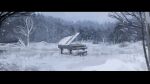  advarcher commentary grand_piano highres instrument landscape letterboxed nature no_humans original piano piano_bench scenery snow snowing tree winter 