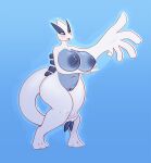 2023 anthro areola big_breasts blush breasts digital_drawing_(artwork) digital_media_(artwork) female generation_2_pokemon genitals hi_res huge_breasts legendary_pokemon lugia nintendo nipples nude open_mouth overweight overweight_anthro overweight_female pokemon pokemon_(species) pussy simple_background sjevi solo tail thick_thighs white_body wide_hips 
