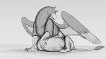  avian beak belly big_belly feral feral_pred gryphon gryphon_pred hi_res looking_at_belly male mythological_avian mythology sitting sketch spread_wings thatgryphonguy vore wings 