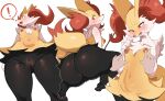  1girl absurdres animal_ear_fluff animal_ears animal_nose anus ass ass_focus back black_fur blush body_fur braixen feet flat_chest fox_ears fox_girl fox_tail from_behind furry furry_female highres huge_ass lightsource looking_back navel nipples open_mouth pokemon pokemon_(creature) pokemon_(game) pokemon_xy pussy red_eyes snout tail thick_thighs thighs white_fur wide_hips yellow_fur 