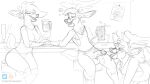  16:9 anthro arthur_(furfragged) bar beverage bodily_fluids bottomless bottomless_male bubble chest_tuft clothed clothing deer drooling drunk drunk_bubble erection female furfragged group half-closed_eyes hand_holding hi_res imminent_oral male male/male mammal narrowed_eyes poster saliva shirt sino_(furfragged) sitting sketch substance_intoxication tank_top topwear trio tuft widescreen 