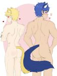  2boys absurdres animal_ears birthmark blush cat_ears dio_brando highres jojo_no_kimyou_na_bouken jonathan_joestar male_focus multiple_boys muscular phantom_blood tail wolf_ears wolf_tail yaoi 