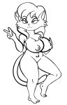  anthro areola barefoot big_areola big_breasts big_nipples breasts cleo_catillac digital_drawing_(artwork) digital_media_(artwork) domestic_cat feet felid feline felis female fur gesture gold-white-kott hair hand_on_breast heathcliff_and_the_catillac_cats hi_res huge_breasts looking_at_viewer mammal nipples nude prick_ears simple_background smile solo tail thick_thighs toes v_sign wide_hips 