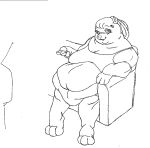  2013 anthro belly big_belly black_and_white breasts buckteeth clothing danellz deep_navel female furniture hair lagomorph leporid mammal monochrome navel obese obese_anthro obese_female overweight overweight_anthro overweight_female rabbit shirt sitting sketch sofa solo teeth television topwear tv_remote 
