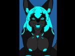  anthro black_body black_fur blue_eyes canid canine canis electrowalker86 female fur hi_res mammal neon solo wolf 