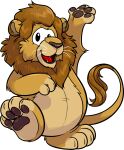  absurd_res brown_body brown_fur club_penguin felid full-length_portrait fur hi_res lion lion_ears looking_at_viewer male mammal mane official_art on_one_leg open_mouth pantherine portrait solo standing tail tail_tuft tuft unknown_artist 