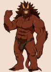  1boy abs bara beard black_nails blank_eyes body_fur briefs brown_male_underwear bulge concept_art dark-skinned_male dark_skin demon_boy demon_horns facial_hair full_body furry furry_male hand_up highres horns infel_(otsukimi) jewelry large_hands long_hair looking_at_viewer male_focus male_pubic_hair male_underwear mature_male muscular muscular_male navel necklace nipples original otsukimi pectorals pointy_ears pubic_hair solo standing stomach strongman_waist thick_eyebrows thick_thighs thighs topless_male underwear 