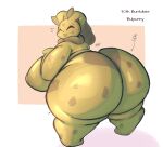  anthro big_breasts big_butt breasts bulbasaur butt eyes_closed female generation_1_pokemon generation_4_pokemon green_body happy hi_res huge_breasts huge_butt hybrid lightmizano lopunny nintendo nipples pokemon pokemon_(species) slightly_chubby solo thick_thighs 