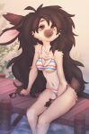  anthro bed bedroom bikini clothing elronya eyewear fan_character female furniture hair hi_res lagomorph lake leporid long_hair mammal outside rabbit ronya sitting solo sunglasses swimwear 