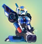  2020 autobot blue_eyes blush cybertronian flustered hasbro hi_res humanoid kneeling machine not_furry robot robot_humanoid strongarm_(character) takara_tomy transformers transformers:_robots_in_disguise_(2015) transformers_aligned_continuity w3nugae 