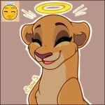  1:1 border disney emoji esmeia eyes_closed felid female feral kiara_(the_lion_king) lion mammal open_mouth orange_border pantherine simple_background solo the_lion_king tongue 