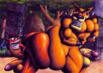  activision anthro bandicoot big_butt big_penis bubble_butt butt butt_frottage butt_rubbing crash_bandicoot crash_bandicoot_(series) dasyuromorph duo flexing frottage genitals huge_butt huge_penis hyper hyper_butt hyper_genitalia hyper_penis male male/male mammal marsupial muscular nude pecs penis pushing sex size_difference ten-kun thylacine tiny_tiger traditional_media_(artwork) 