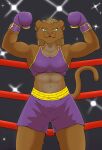 anthro battle better_version_at_source box boxing_gloves clothing container felid female fighting_ring fuzzylynx handwear hi_res lion mammal muscular pantherine solo 