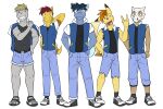  anthro anthrofied bottomwear clothed clothing cubone cutoffs daisy_dukes denim denim_clothing devil_horns_(gesture) footwear fully_clothed fuze generation_1_pokemon gesture grin group hi_res hotpants jacket jacket_on_shoulders jeans kadabra male nintendo onix pants pikachu pokemon pokemon_(species) pokemorph sandals shirt shoes shorts simple_background smile socks tank_top tongue tongue_out topwear wartortle white_background 