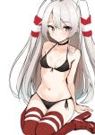  1girl amatsukaze_(kancolle) arms_behind_back bikini black_bikini black_bra black_choker black_panties blonde_hair blush bra breasts brown_eyes choker expressionless front-tie_bikini_top front-tie_top full_body groin hair_between_eyes high_heels highres hip_focus kantai_collection long_hair looking_at_viewer navel panties rudder_footwear side-tie_bikini_bottom side-tie_panties sitting small_breasts solo stomach swimsuit thigh_gap thighhighs thighs two_side_up underwear underwear_only very_long_hair white_hair zarashi 