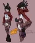  anthro butt clothing costume female fishnet goth hi_res lagomorph legwear leporid mammal nipplepiercing piercing rabbit size_difference smallbreasts smaller_female solo stockings wickedlyundesirable 
