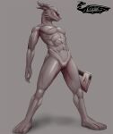  abs anthro axe blood bodily_fluids dragonborn_(dnd) dungeons_and_dragons eisekil featureless_chest female flat_chested front_view genitals hasbro hi_res horn muscular muscular_anthro muscular_female pussy reptile scales scalie scar simple_background solo standing white_body white_scales wizards_of_the_coast wounded 