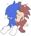  2023 absurd_res anthro blue_body blush brown_body brown_eyes clothing duo eulipotyphlan eyes_closed fan_character footwear footwear_only genitals green_eyes hedgehog hi_res kissing male male/male mammal mostly_nude nude penis sega senshion simple_background socks socks_only sonic_the_hedgehog sonic_the_hedgehog_(series) 