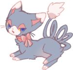  2018 ambiguous_gender bow_ribbon feral fur generation_4_pokemon glameow grey_body grey_fur low_res nintendo niogupoke pokemon pokemon_(species) solo 