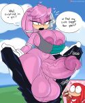  &lt;3 absurd_res anthro archie_comics archimedes_the_fire_ant areola balls big_balls big_breasts big_penis blush bodily_fluids bottomless bra breasts clothed clothing crossgender dot_eyes echidna english_text erection ftg_crossgender fti_crossgender genital_fluids genitals group gynomorph hat headgear headwear hi_res huge_balls huge_breasts huge_penis intersex jinu julie-su knuckles_the_echidna looking_at_viewer male mammal monotreme nipples open_mouth penis precum profanity purple_areola purple_body purple_eyes purple_nipples question_mark sega sonic_the_hedgehog_(archie) sonic_the_hedgehog_(comics) sonic_the_hedgehog_(series) speech_bubble sports_bra text trio underwear undressing 