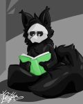  anthro changed_(video_game) desga hi_res male puro_(changed) reading simple_background solo 