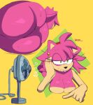  absurd_res amy_rose anthro big_breasts big_butt bodily_fluids breasts butt cleavage clothed clothing electric_fan eulipotyphlan female hedgehog hi_res mammal monamania nude sega solo sonic_the_hedgehog_(series) sweat 