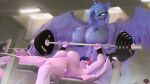  3d_(artwork) absurd_res anthro anthrofied barbell big_breasts breast_size_difference breasts digital_media_(artwork) duo equid equine exercise female friendship_is_magic hasbro hi_res horn huge_breasts mammal my_little_pony naughty_cube nipples nude princess_luna_(mlp) twilight_sparkle_(mlp) weightlifting winged_unicorn wings workout 