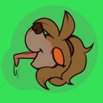  absurd_res anthro bird_dog blush blush_lines brown_body brown_fur brown_hair canid canine canis chibi cocker_spaniel diadorin domestic_dog floppy_ears fur green_background hair hi_res hunting_dog long_hair male mammal nugget_(diadorin) open_mouth open_smile orange_sclera simple_background smile solo spaniel sticker tongue tongue_out wide_eyed 