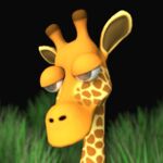  black_background dead_eyes giraffe giraffe_town giraffid grass male mammal mr_giraffe plant sad simple_background solo 